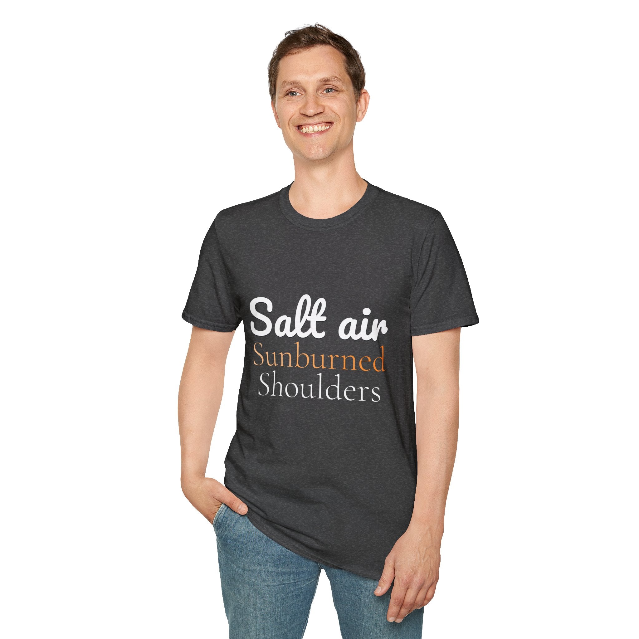 Summer Theme, Beach Quote Typography T-Shirt, Salt Air Sunburned Shoulders Tee