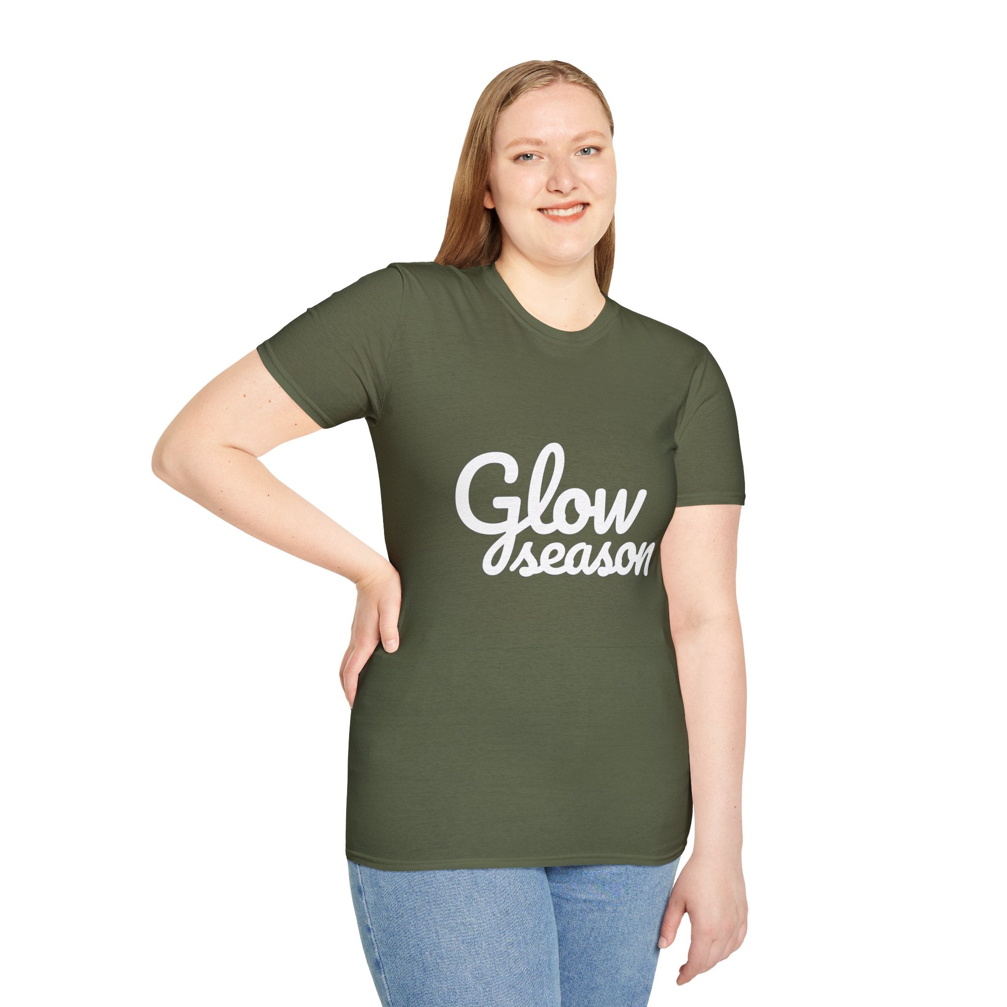 Summer Theme Minimalist Typography T-Shirt, Glow Season Script Tee