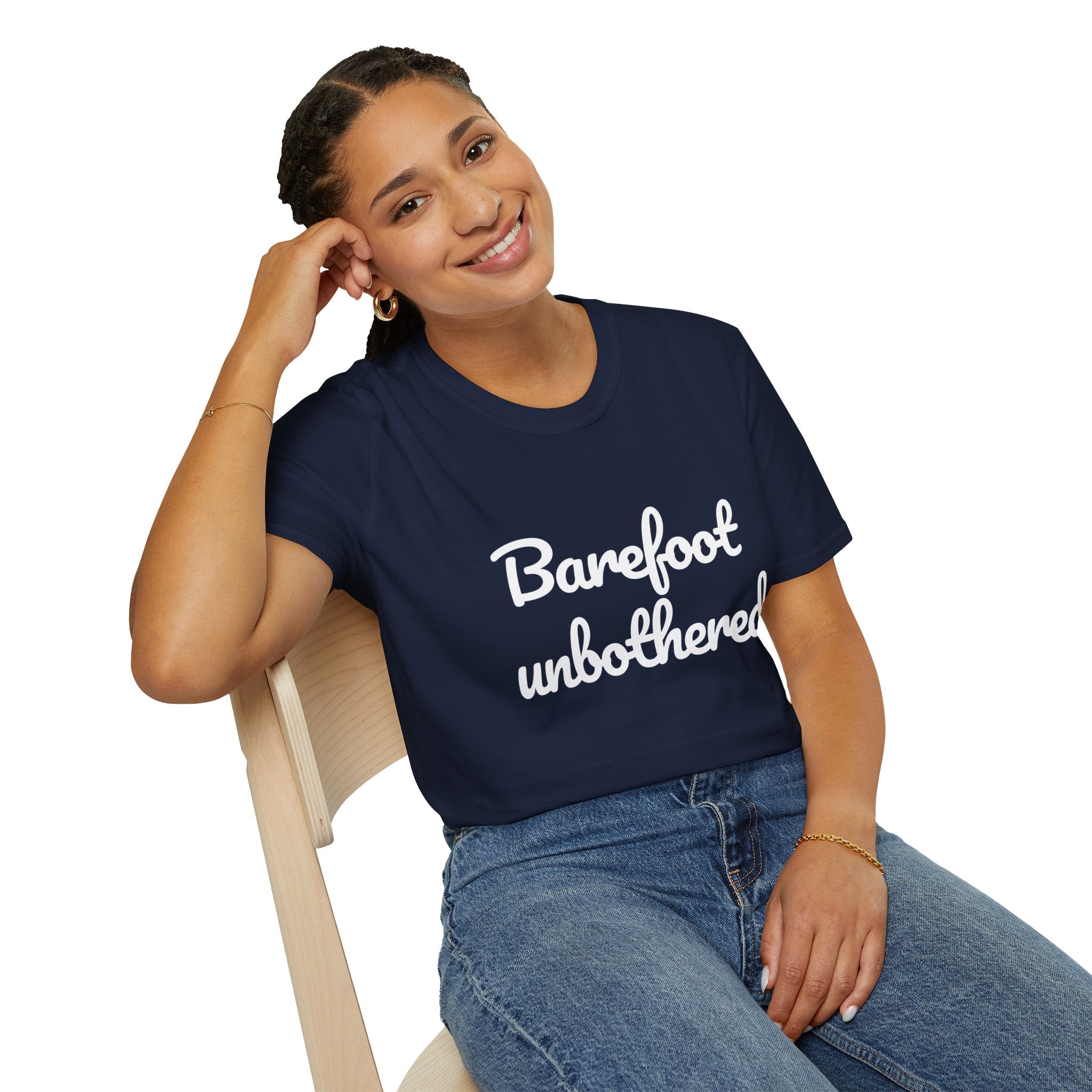 Summer Theme Minimalist Typography T-Shirt, Barefoot Unbothered Tee