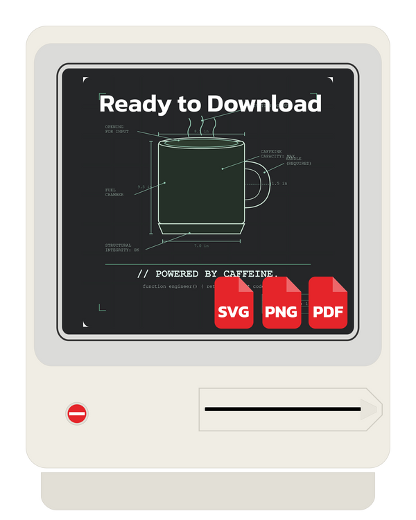 Powered By Caffeine Funny Coffee Blueprint Engineering SVG PNG PDF Digital Download