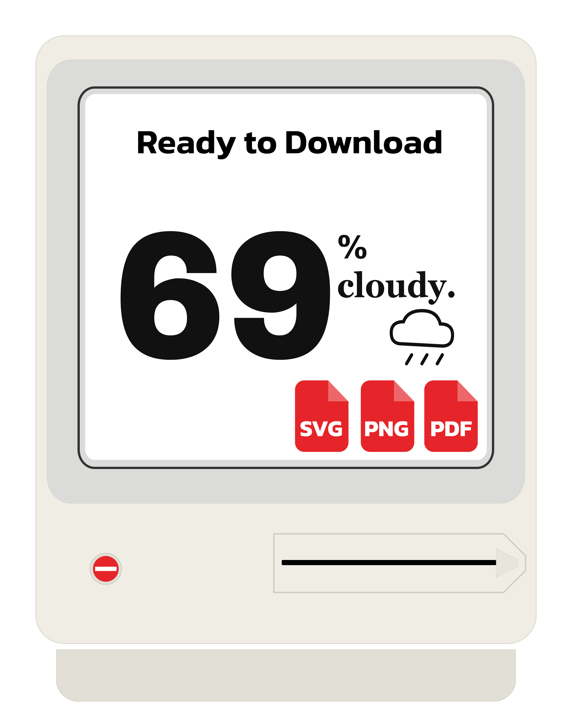 69% Cloudy Funny Weather Forecast SVG PNG PDF Digital Download
